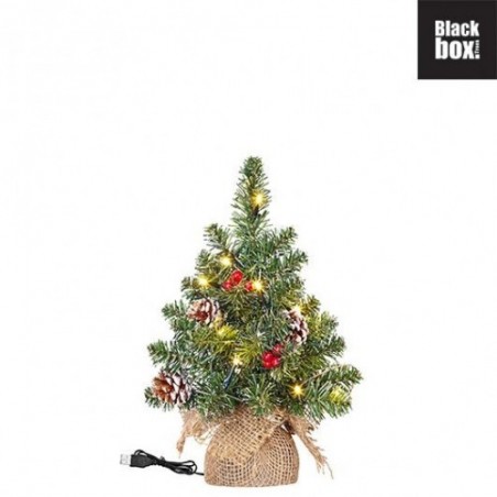 Creston x-mas tree led battery operated green with burlap 15