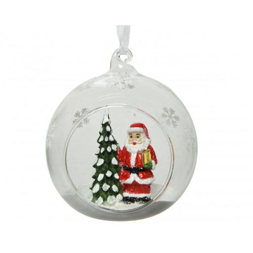Bauble glass santa w tree