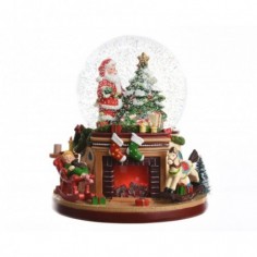 LED snowglobe polyresin snowglobe w fireplace steady BO indoor