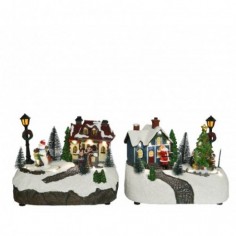 LED scenery polyresin winter scenery steady BO indoor 2ass