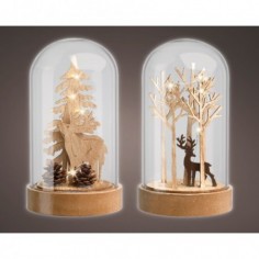 Micro LED cloche glass forest scenery steady BO indoor 2ass