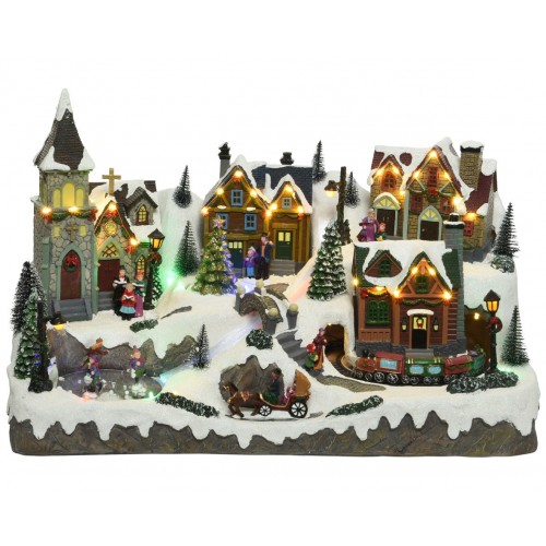 Micro LED scenery polyresin village steady indoor