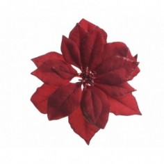 Poinsettia on clip polyester on clip with glitter edges