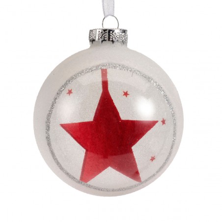 Bauble glass glitter felt hanger inside red star