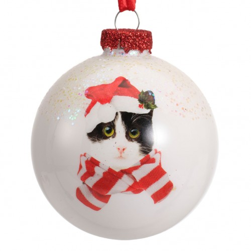 Bauble glass cat face design 3ass 2