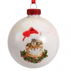 Bauble glass cat face design 3ass 3