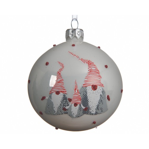 Bauble glass enamel, matt gnome 2ass