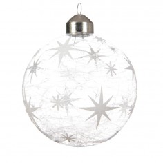 Bauble glass white glitter 2