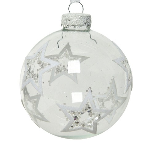 Bauble glass glitter, flock star 3