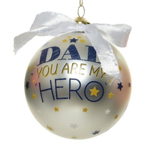 Bauble glass matt family text silver