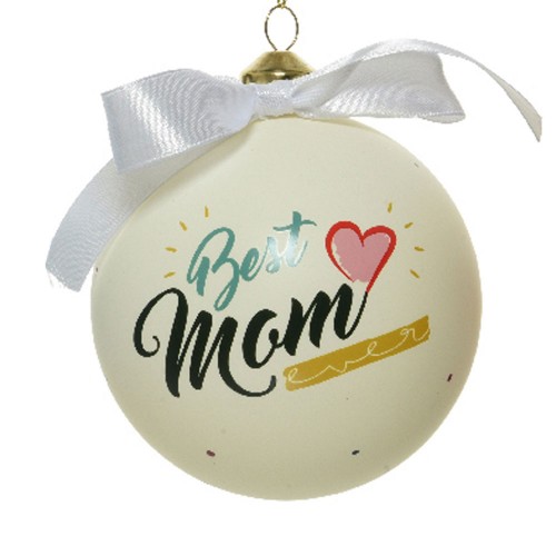 Bauble glass matt family text white