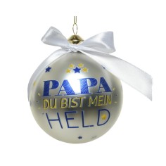 Bauble silver "Papa du bist mein held"