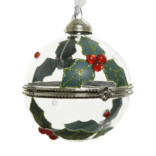 Bauble glass holly decor