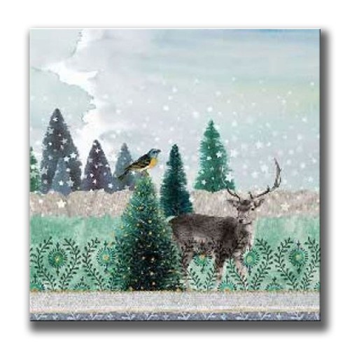 Napkin Deer Winterscene