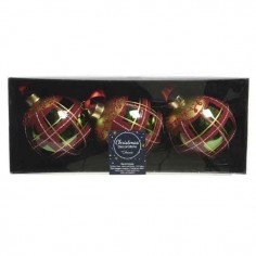 Pack 3 Bauble glass glitter...