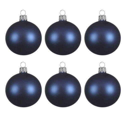 Pack 6 Bauble glass shiny blue matt