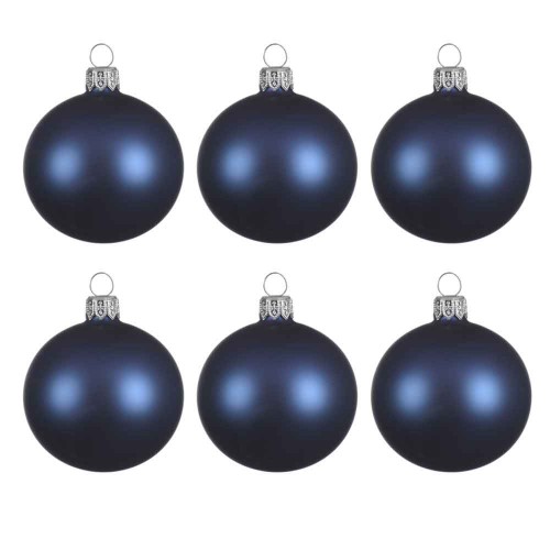 Pack 6 Bauble glass shiny blue matt