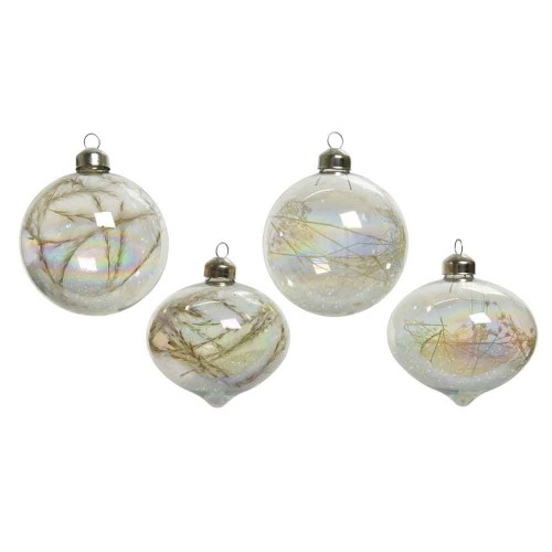 Bauble glass iridescent dried flowers