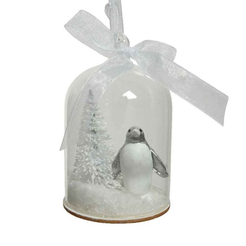 Ornament glass bow penguin tree snow