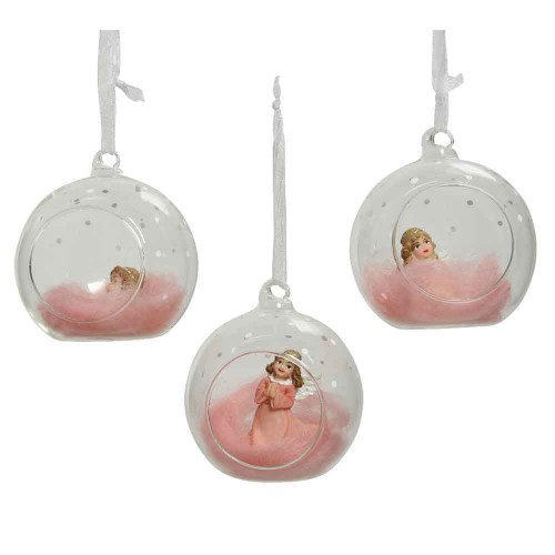 Bauble glass pink fairies