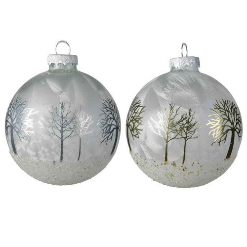 Bauble glass ice lacquer trees 2col ass
