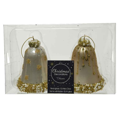 Bell glass matt- enamel gold glitter...