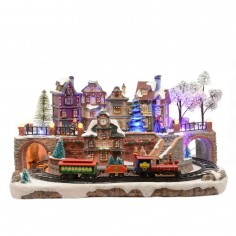 LED scenery polyresin scenery with train steady indoor