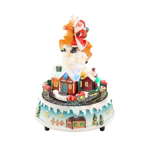 LED scenery Santa with reindeer