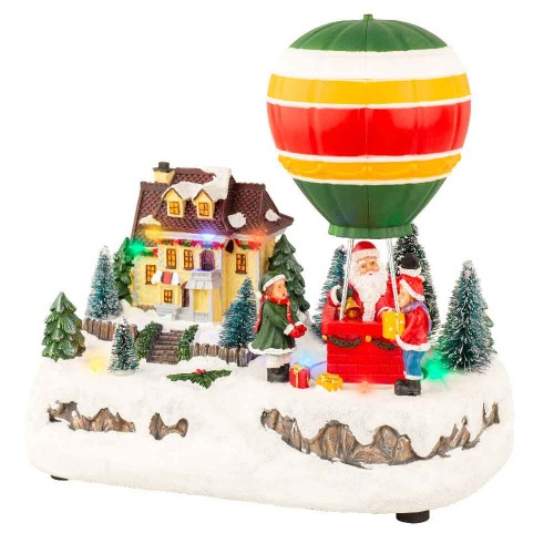 LED scenery Santa in basket