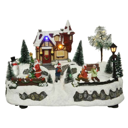 LED scenery sleighing children