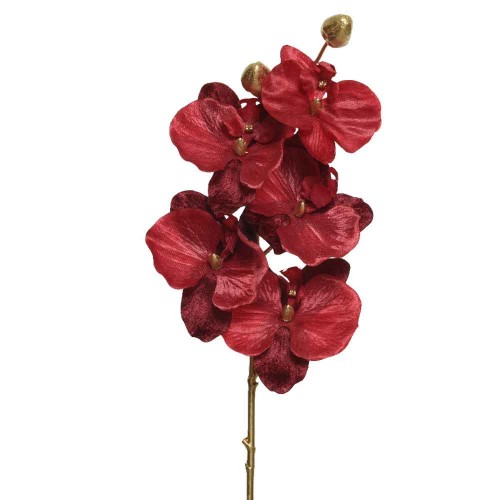 Orchid on stem polyester velvet