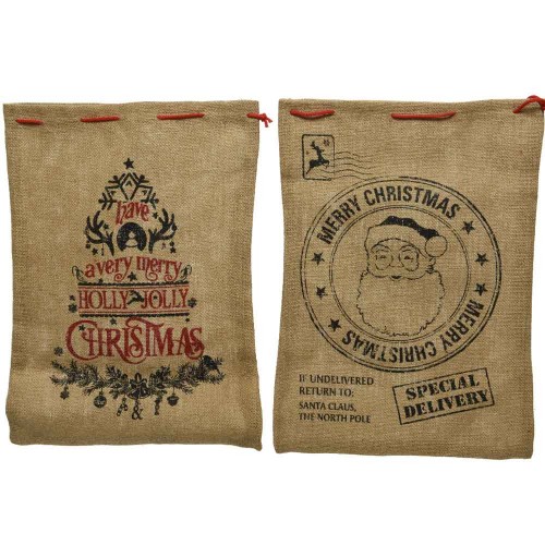 Giftbag hessian 2ass santa