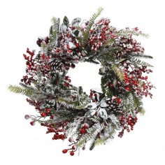 Wreath pe snowy red berries