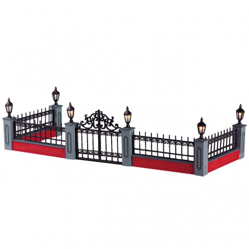 LIGHTED WROUGHT IRON FENCE,