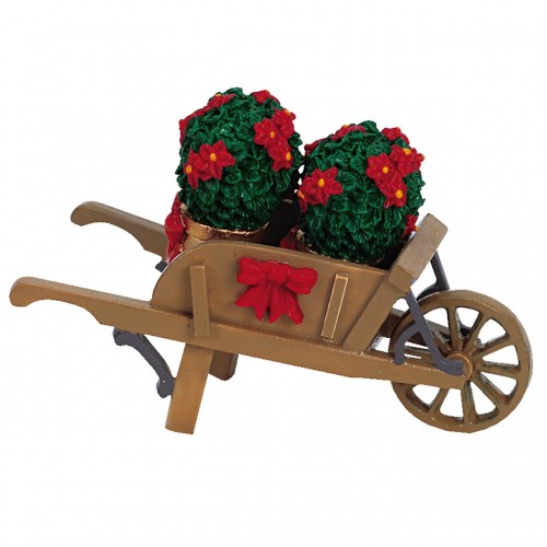 Wheelbarrow With Poinsettias Lemax