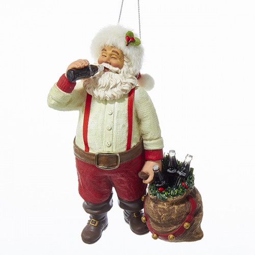 SANTA DRINKING COKE HOLDING SACK W/