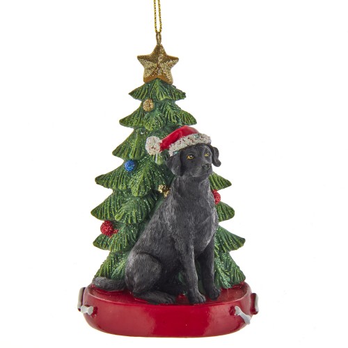 4.25"BRWN LABRADOR RETRIEVER W/TREE