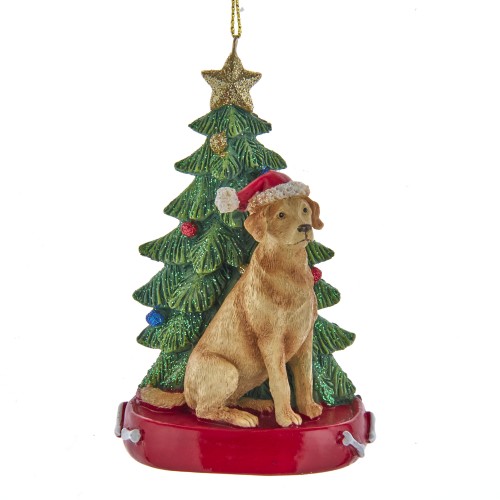 4.25"YELLOW LAB RETRIEVER W/TREE