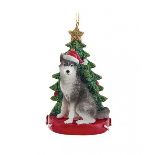 Siberian Husky Dog Tree 11cm