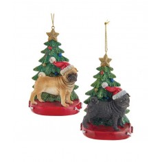 4.25"RESIN PUG W/CHRISTMAS...