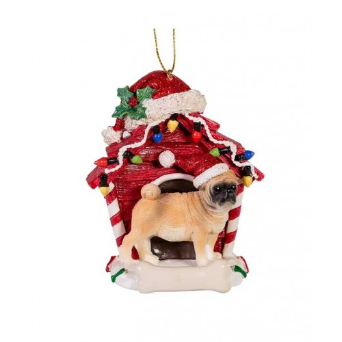 Tan Pug Doghouse  10cm