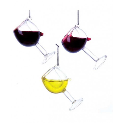 2.5-2.75"glass wine glass orn 3/ass...