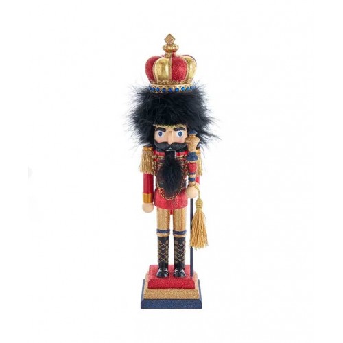 18"HOLLY WOOD RED & GOLD NUTCRACKER