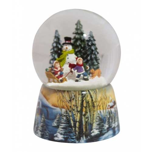 Porcelain snow globe "Build a snowman" -