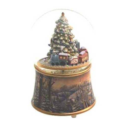 Snow globe Christmas tree and train -