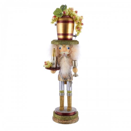 19.5"HOLLY WOOD WINE HAT NUTCRACKER