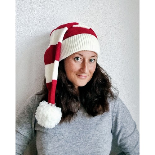 Santa hat - Red/white striped flat knit