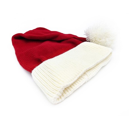 Santa hat - Red w. white brim flat knit