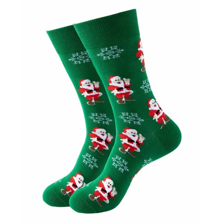 Sock - Green w. Santa Claus