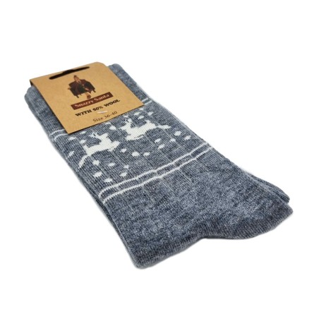 Wool sock - Grey w. reindeer